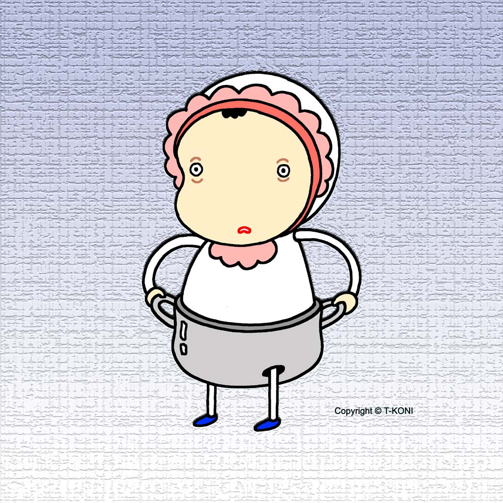 赤ちゃんキャラクター・イラストレーション 「鍋オムツの赤ん坊」